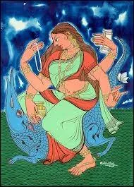 Cette desse de l'eau est la personnification du Gange, le plus sacr des cours d'eau indiens, qui purifie tous ceux qui s'y baignent :