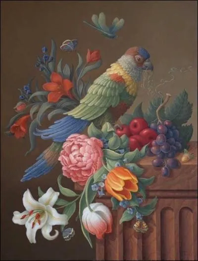 Quelles fleurs splendides composent le bouquet dans sa partie retombante ?