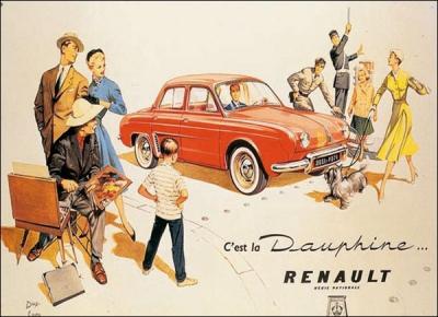 Une scène de société, idyllique, immortalisée pour tous. Pourquoi le nom de Dauphine fut-il attribué à cette automobile ?