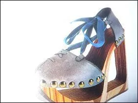 Le potentiel de la structure de la chaussure a toujours t explor. En 1970, Jan Jansen cre ce modle avec semelle compense en bois et tige en daim brut, d'inspiration :