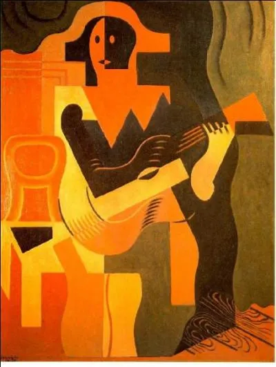 Qui a peint  Arlequin assis  la guitare  ?
