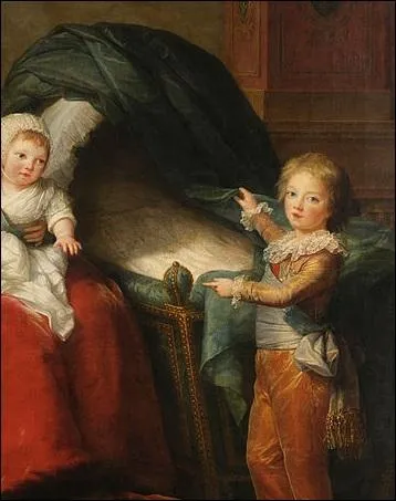 La reine est entoure de ses trois enfants. A sa gauche, un berceau est peint. Pourquoi ?