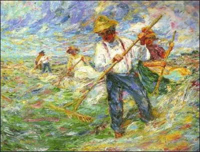 - la tête blonde (... ) sur ce fond bleu riche obtient un effet mystérieux