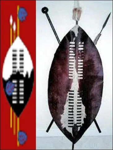Sur quel drapeau national peut-on voir un bouclier, deux sagaies et un bâton zoulou ?