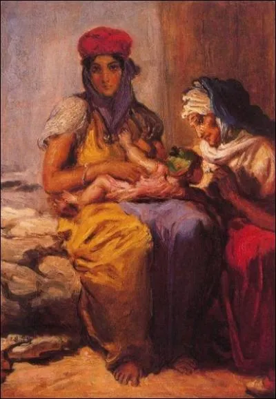 Femme maure allaitant son enfant et une vieille.