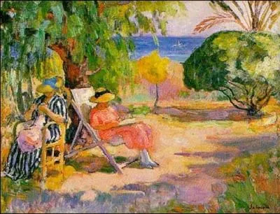 Qui a peint Femme cousant dans le jardin ?