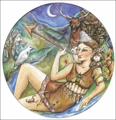 Cartes d'art, bijoux, peintures sur bois sont des exemples de travaux réalisés par Sharon McLeod, artiste australienne. Reconnaissez-vous cette version moderne de la déesse, grecque, de la chasse ?