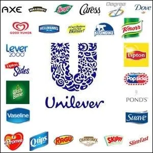 Le logo Unilever est appos sur les tiquettes de produits  marque :