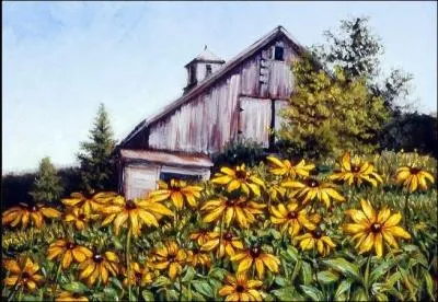 Un tableau de Marie Witte, artiste américaine, nous offrant un massif de belles plantes vivaces bien que cultivées comme annuelles.