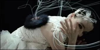 Que reprsentent les fils blancs qui sortent de Bjrk dans la projection vido  Unravel  ?