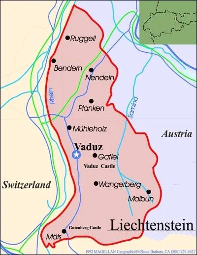 Quelle est la superficie en km du Liechtenstein ?