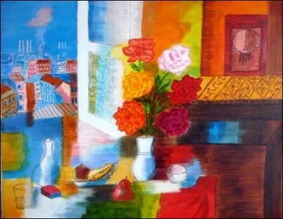 Qui a peint cette toile fleurie intitule  Fentre ouverte sur la ville  ?