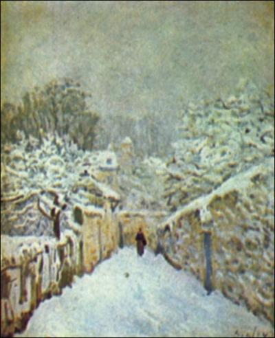 L'auteur de ce paysage de neige est n en 1839  Paris et mort en 1899  Moret-sur-Loing :
