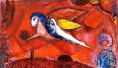 Au-dessus des toits à l'(... ) / Dans leurs habits neufs avant d'être nus / Comme (... ) visages