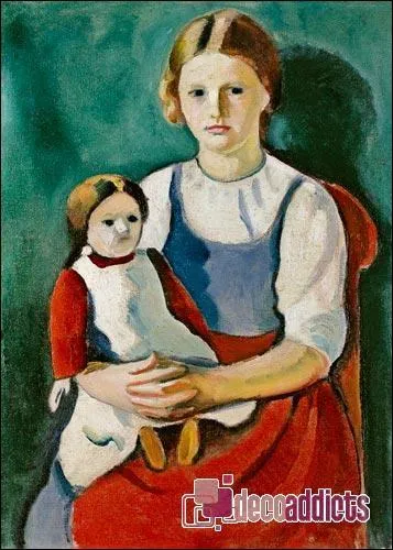 Qui a peint Fille blonde avec poupe ?