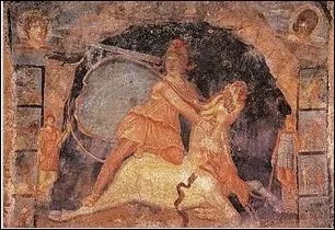 Culte dans lequel la rgnration spirituelle des fidles est acquise par un baptme rituel dans le sang d'un taureau. S'opposa au christianisme ds sa naissance. Se rpandit dans l'Empire romain.