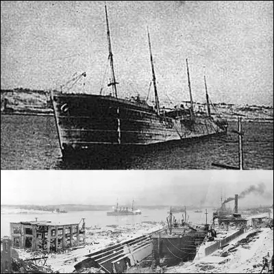 Ce bateau provoqua une des plus "grosses" explosions (hors explosions atomiques), il transportait 2400 tonnes d'explosifs. Ce cargo fut victime d'une collision avec un autre navire. Quel est son nom ?