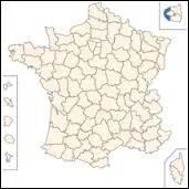 Le dpartement en bleu dans le petit carr en haut  droite a pour prfecture la ville de ...