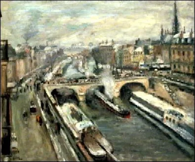 Qui a peint Pont Saint Michel  Paris effet de neige ?