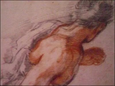 Baroque. 
Un dessin, fusain et sanguine, représentant un personnage courant, de l'artiste connu pour "La Rencontre de Joseph et Rachel".