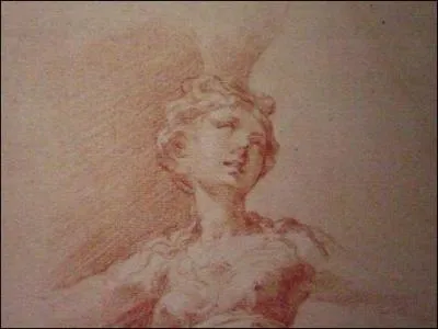 XVIe siècle. 
Tracé à la sanguine pour cette "Étude de cariatide" faite par Le Parmesan. Quel composé chimique entre dans la sanguine ?