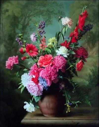 Belle composition pour un bouquet dont la diagonale culmine glorieusement avec la rutilance du -------.