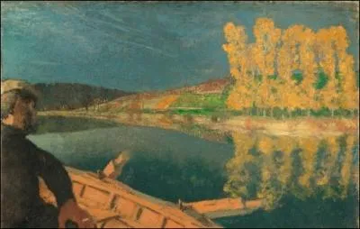 Le passeur dans une barque sur l'Yonne.