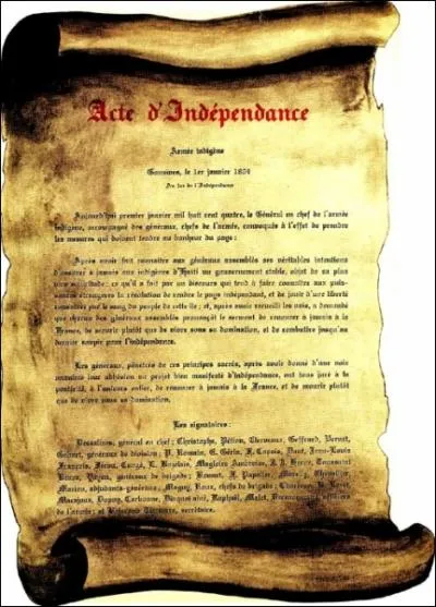 Le 1er janvier 1804, ______ devient indpendant(e).