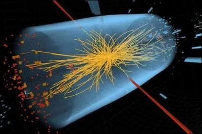 Sur cette image, ce cachotier de boson s'est dsintgr en ... ici reprsents par les traits rouges :