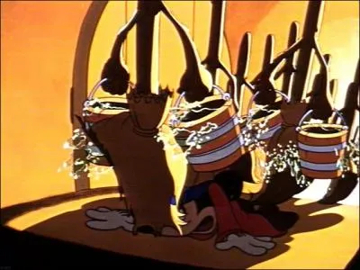 Comment se fait-il qu'aprs que Mickey ait  tu  le balai, il en revient par centaines ?