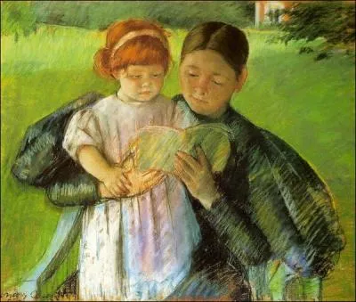 Nourrice lisant  une petite fille.