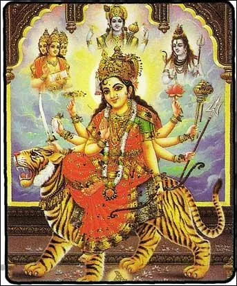 Dans la religion hindoue quel dieu/desse chevauche un tigre ?