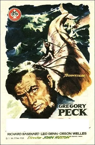 Quel est ce film de 1956 dans lequel Achab, capitaine d'un baleinier, tente avec acharnement de retrouver une baleine blanche ?