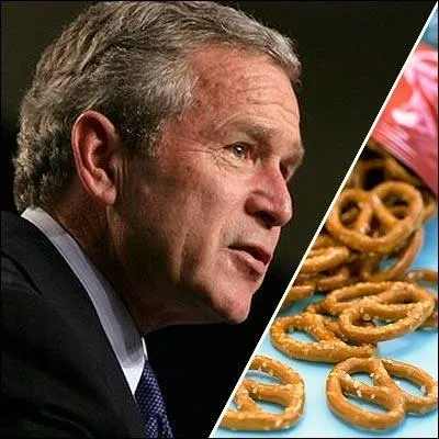 Qui aurait-pu penser que ce petit biscuit sal tait une arme redoutable ? le Prsident amricain George W. Bush depuis le 13 janvier 2002 se souviendra longtemps de ce petit gteau... . .