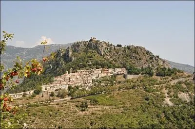 Quel est ce village du dpartement du dpartement des Alpes-Maritimes perch  prs de 800 m qui surplombe la Mditerrane du cap Martin  la Riviera italienne ?