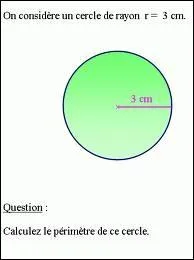 Vous souvenez-vous de la formule qui permet de calculer le primtre d'un cercle de rayon r et de diamtre d ? Trouvez donc l'intruse !