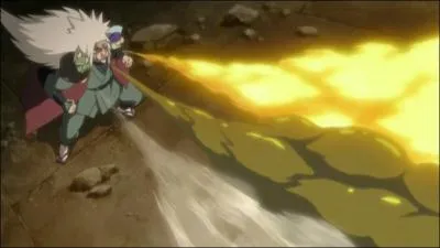 Comment s'appelle cette technique surpuissante de Senjutsu, utilise par Jiraiya, Shima et Fukasaku en combinant l'huile, le Futon et le Katon ?