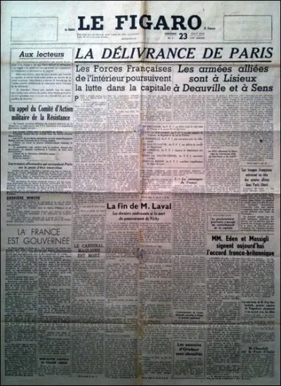 Quand a t fond le journal  Le Figaro  ?