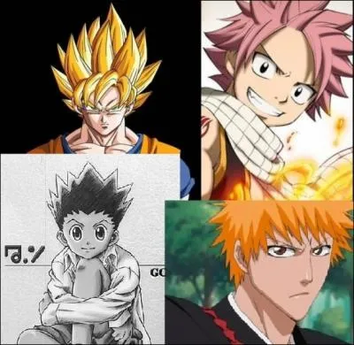 Sangoku, Natsu, Gon et Ichigo. Ils ne risquent pas de se croiser, et pourtant qu'est-ce qu'ils se ressemblent !