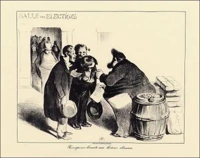 Satire parue dans La Caricature, 17 juillet 1834.  Rcompense honnte aux lecteurs obissants .