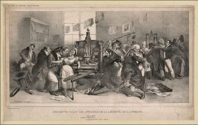 Descente dans les ateliers de la libert de la presse . Qui est le personnage billonnant une ouvrire ?