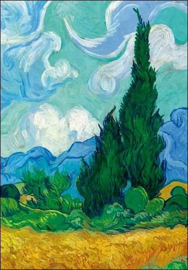 Van Gogh aimait beaucoup cette espce d'arbres que l'on retrouve sur plusieurs de ses uvres, comme  La Nuit toile  ou, celle-ci, intitule  Les Bls jaunes . De quels arbres s'agit-il ?