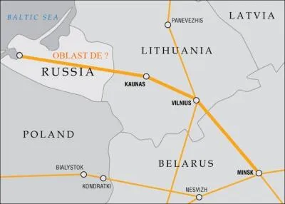La Russie baltique est une zone isole du territoire russe. Quel est le nom de cet  oblast , ancienne possession allemande obtenue par la Russie suite  la Seconde Guerre mondiale ?