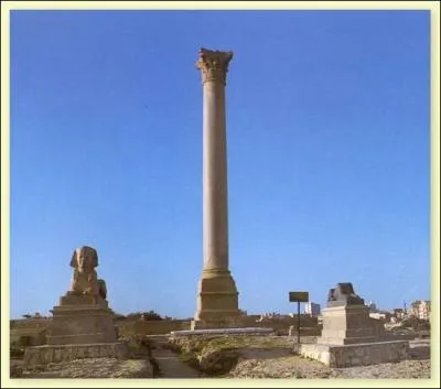 Quelle colonne de granit rouge d'Assouan haute 25 mtres et de 9 m de circonfrence est visible  Alexandrie ?