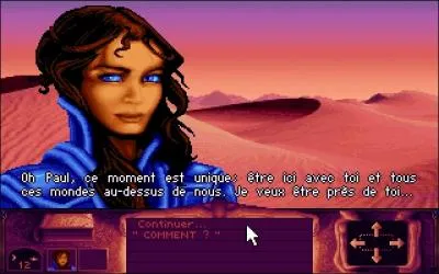Sorti en 1992, ce jeu d'aventure est inspir de l'univers de science-fiction de Frank Herbert. Sur la plante Arrakis, vous y incarnez Paul Atrides, qui mettra en uvre toutes ses comptences pour dfendre sa Maison. Vous devez extraire l'pice et chasser les Harkonnens. Quel est ce jeu ?