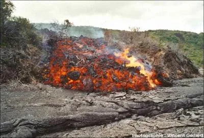 Comment appelle-t-on cette coule de lave  Hawaii, qui a une surface constitue de blocs chaotiques ?