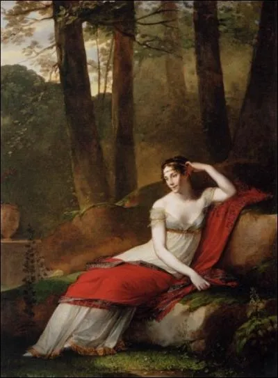 La grce fminine est souligne dans ce tableau reprsentant Josphine de Beauharnais. Le paysage rend l'atmosphre propice  la rverie romantique. De quel artiste est le tableau ?