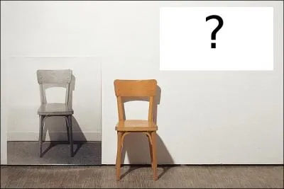 Je suis une uvre de Joseph Kosuth, je m'intitule   One And Three Chairs . Que trouve-t-on derrire ce point d'interrogation ?