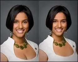 Voici une double-photo, qui montre la rectification (dans un sens puritain) du dcollet de cette jeune femme, ralis par Photoshop. Cette rectification, qui a fait scandale, a t faite pour quelle raison ?