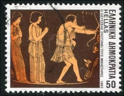 Sur ce timbre, vous pouvez-voir sur la droite un personnage de la mythologie grecque, muni d'un arc, qui est-il ? !